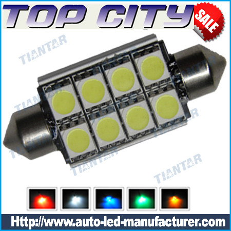 Topcity Euro Error Free 8-SMD-5050 1.50 36mm-42mm 6411 6418 C5W LED Bulbs w/ Built-in Load Resistors For European Cars - Canbus LED